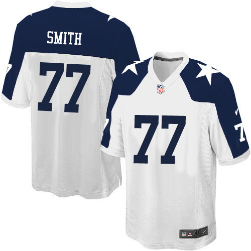 Men's Game Tyron Smith Nike Jersey White Alternate - #77 Throwback NFL Dallas Cowboys